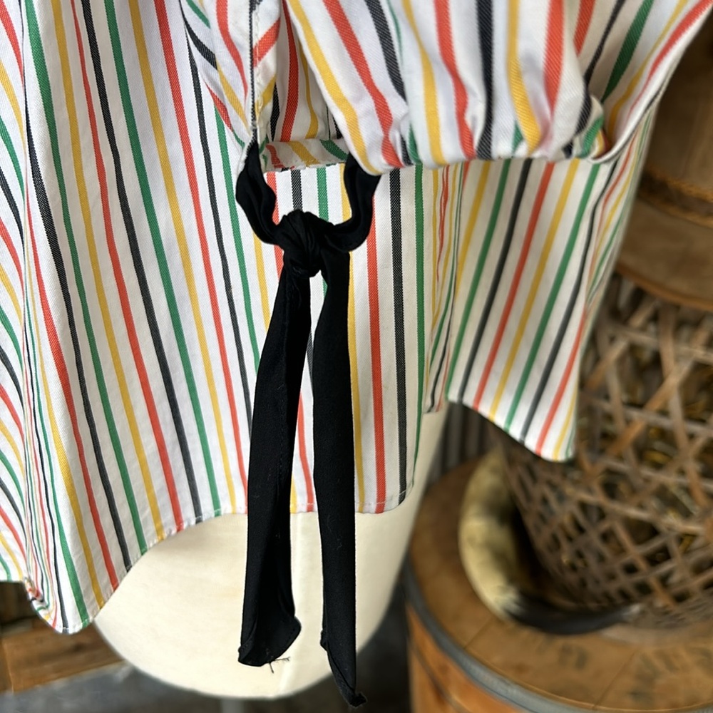 πΊ Caroline Constas cotton striped ruffled neckline shirt size small - Picture 5 of 8